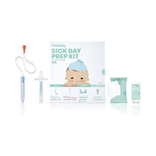  [아마존베스트]FridaBaby Baby Sick Day Prep Kit by Fridababy - Includes NoseFrida Nasal Aspirator, Medifrida Pacifier Medicine Dispenser, BreatheFrida Vapor Chest Rub + Snot Wipes. Soothe stuffy noses for
