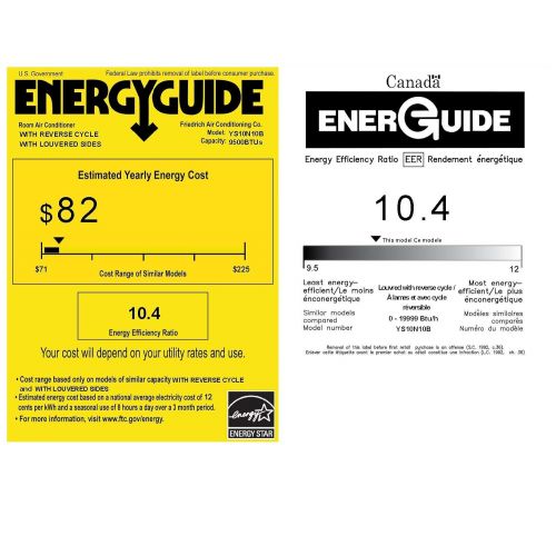  Friedrich 10,000 BTU - ENERGY STAR - 115 volt - 10.9 EER Kuhl+ Series Room Air Conditioner with Reverse Cycle Heat Pump