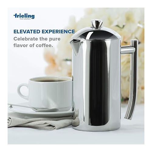  Frieling Double-Walled Stainless-Steel French Press Coffee Maker in Frustration Free Packaging, Polished, 17 Ounces