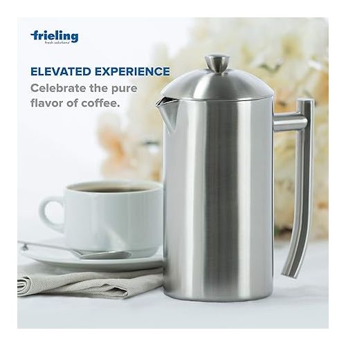  Frieling Double-Walled Stainless-Steel French Press Coffee Maker - Brushed 23 Ounces - Stainless Steel Coffee Pot