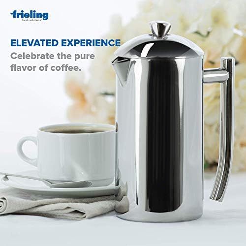  Frieling 0102 French Press doppelwandig Edelstahl poliert 17 fl.oz. ca. 500 ml mit patentiertem Doppelsieb