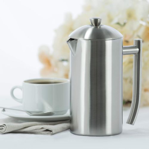  Frieling Double-Walled Stainless-Steel French Press Coffee Maker, Brushed, 44 Ounces