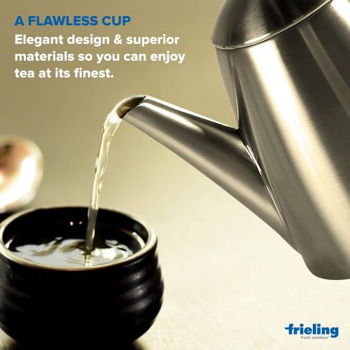  Frieling USA 18/10 Stainless Steel Teapot with Infuser, Tea Warmer with Teapot Infuser for Loose Tea, 34 Ounces