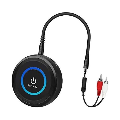  Friencity Bluetooth V5.0 Audio Transmitter Receiver with aptX Low Latency, 2-in-1 Wireless Bluetooth Adapter with 3.5mm  2.5mm RCA Audio Cable for TV, Home Stereo, MP3, CD Player,