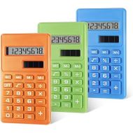 3 Pieces Mini Digital Desktop Calculator with 8-Digit LCD Display Standard Function Electronic Pocket Size Calculator for School, Office and Home, Blue Orange Green