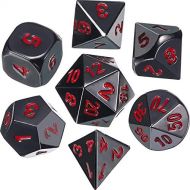 [아마존베스트]Frienda Zinc Alloy Metal Polyhedral 7-Die Dice Set for Dungeons and Dragons RPG Dice Gaming D&D Math Teaching, d20, d12, 2 Pieces d10 (00-90 and 0-9), d8, d6 and d4 (Black and Red)