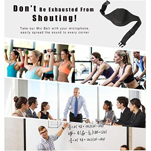  [아마존베스트]Frienda 2 Pcs Microphone Belt Microphone Carrying Bag Adjustable Sweat Absorbing Belt Neoprene Body Pack Pouch for Vertical Microphones Fitness Teacher Singers Speakers Theatre (Black)