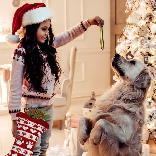  Frienda 2 Pieces 17.3 inch Dog Christmas Stocking Dog Stocking cat Christmas Stocking Red Knit Christmas Pet Stockings for Dogs Cats Pet Christmas Fireplace Office Holiday Decoration