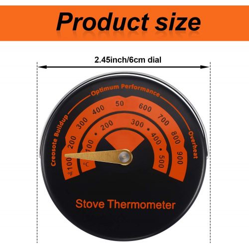  Frienda Magnetic Stove Thermometer Wood Burner Top Thermometer Stove Temperature Meter Stove Flue Pipe Thermometer Fireplace Accessories for Avoiding Stove Fan Damaged by Overheating