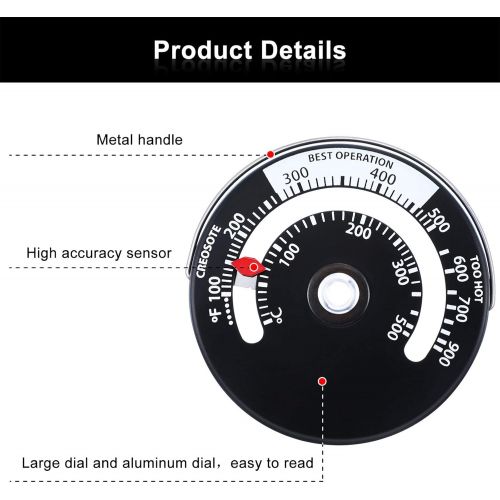  Frienda Magnetic Wood Stove Thermometer Fire Stove Thermometer Flue Temperature Meter for Avoiding Stove Fan Damaged by Overheating (1)