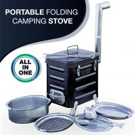 Friendly Camping Stove  Survival Backpacking Stove  Portable Outdoor Charcoal Biomass and Wood Burning Folding Camp Stove for Camping, Hiking, Fishing, Hunting, RV, Emergency Preparedness