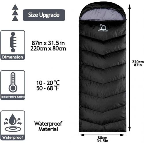  Friendriver XL Size Upgraded Version of Camping Sleeping Bag 4 Seasons Warm and Cool, Lighter Weight, Adults and Children Can Use Waterproof Camping Bag, Travel and Outdoor Activit