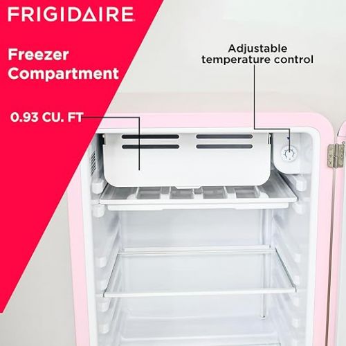  FRIGIDAIRE EFR372-PINK 3.2 Cu Ft Pink Retro Compact Rounded Corner Premium Mini Fridge