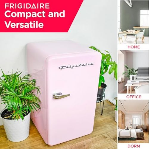  FRIGIDAIRE EFR372-PINK 3.2 Cu Ft Pink Retro Compact Rounded Corner Premium Mini Fridge