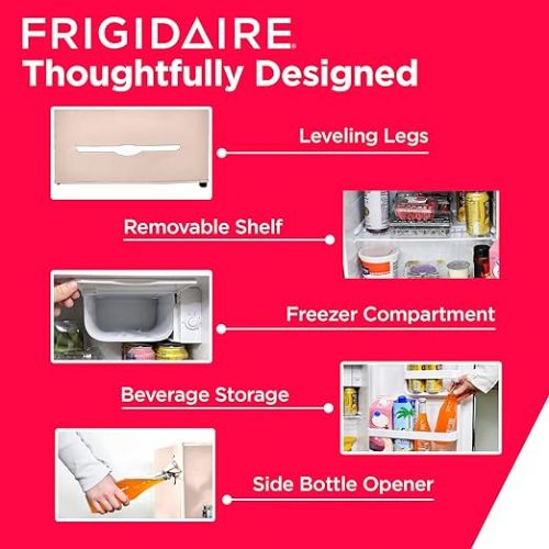  FRIGIDAIRE Coral EFR176- AMZ Retro Mini Refrigerator-Energy Saving-Adjustable Thermostat Control-Side Mounted Bottle Opener-Ideal for for Dorm, Office, RV, Garage, Apartment 1.6 Cubic Feet
