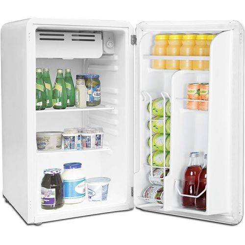  FRIGIDAIRE EFR372-WHITE 3.2 Cu Ft White Retro Compact Rounded Corner Premium Mini Fridge