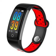 FromPRO Smart Bracelet Women Q6 Bluetooth Smartwatch Men Heart Rate Blood Pressure Monitor Sport Watch Fitness Tracker for Android IOS(red/black)
