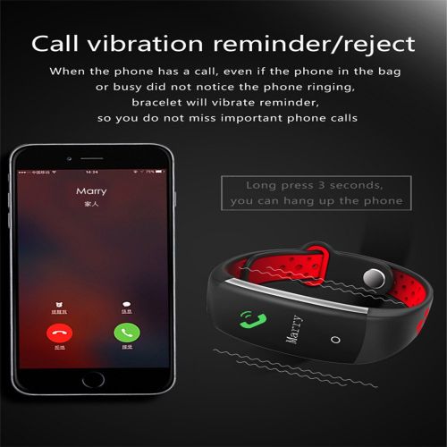  FromPRO Smart Bracelet Women Q6 Bluetooth Smartwatch Men Heart Rate Blood Pressure Monitor Sport Watch Fitness Tracker for Android IOS(redblack)