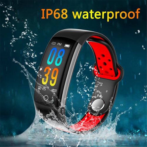  FromPRO Smart Bracelet Women Q6 Bluetooth Smartwatch Men Heart Rate Blood Pressure Monitor Sport Watch Fitness Tracker for Android IOS(redblack)