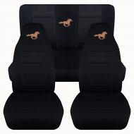 Front Designcovers Fits 1994 to 2004 Ford Mustang Solid Black Seat Covers with Your Choice of Color Horse Fits 1994 to 2004 (Convertible, Tan)