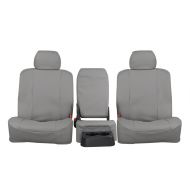 Front Seats: ShearComfort Custom Pro-Tect Vinyl Seat Covers for GMC Sierra 1500 (2014-2014) in Gray for 40/20/40 w/Folddown 3 Cup Console and Adjustable Headrests