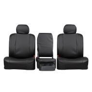 Front Seats: ShearComfort Custom Pro-Tect Vinyl Seat Covers for GMC Sierra 1500 (2014-2014) in Black for 40/20/40 w/Folddown 3 Cup Console and Adjustable Headrests