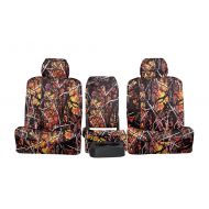 Front Seats: ShearComfort Custom Moon Shine Seat Covers for Toyota Tundra (2014-2019) in Wildfire Camo Solid for 40/20/40 w/Folddown Center Console and 3 Adjustable Headrests