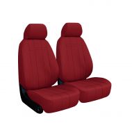 Front Seats: ShearComfort Custom Imitation Leather Seat Covers for Dodge Ram Pickup 1500 (2013-2018) in Red for Sport Buckets w/Adjustable Headrests (Laramie, Sport, Rebel, Night,