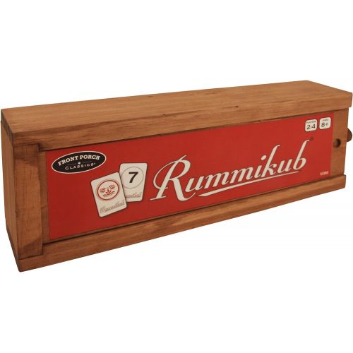  Front Porch Classics Rummikub, Rummy Tile Board Game with Durable Wooden Rack and Case for Travel, 106 Tiles