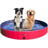 Frontpet XL Foldable Dog Pool - 60 Width Swimming Pools for Large Dogs, Kiddie Pool & Dog Bath Tub, Non-Slip Scratch Resistant Hard Plastic Shell Dog Pool, Portable Pet Pool for Do