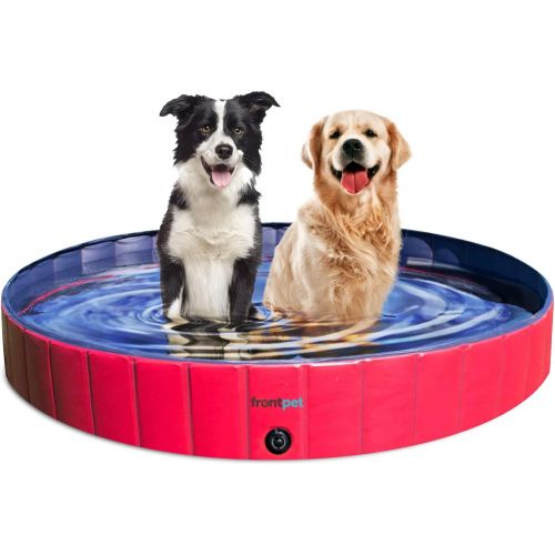  Frontpet XL Foldable Dog Pool - 60 Width Swimming Pools for Large Dogs, Kiddie Pool & Dog Bath Tub, Non-Slip Scratch Resistant Hard Plastic Shell Dog Pool, Portable Pet Pool for Do