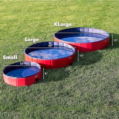  Frontpet XL Foldable Dog Pool - 60 Width Swimming Pools for Large Dogs, Kiddie Pool & Dog Bath Tub, Non-Slip Scratch Resistant Hard Plastic Shell Dog Pool, Portable Pet Pool for Do