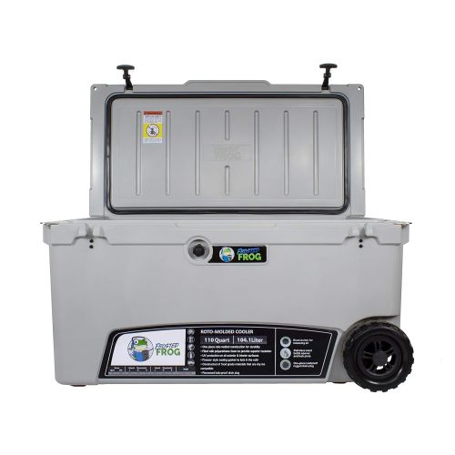  Frosted Frog Gray 110 Quart Ice Chest Heavy Duty High Performance Roto-Molded Commercial Grade Insulated Cooler with Wheels