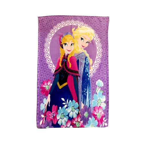  Frozen Disney Elsa and Anna Friends Flowers and Frame Purple Ultra Soft Throw Blanket