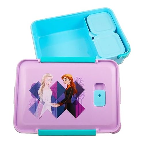  Frozen Lunch Box for Girls - Bundle with 2 Frozen Bento Lunch Boxes with Mini Containers Plus Stickers, More | Frozen Lunch Box Containers Set