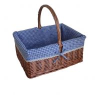 FrtyJdsa Handmade Wicker Basket with lid Insulated Multi-Season Outdoor Home Portable Picnic Set with Handle Shopping Available-G 40x30x19cm
