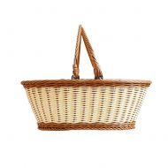 FrtyJdsa Handmade Wicker Basket with lid Insulated Multi-Season Outdoor Home Portable Picnic Set with Handle Shopping Available-B 37x27x15cm