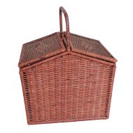 FrtyJdsa Handmade Wicker Basket with lid Insulated Multi-Season Outdoor Home Portable Picnic Set with Handle Shopping Available-A 40x30x35.5cm