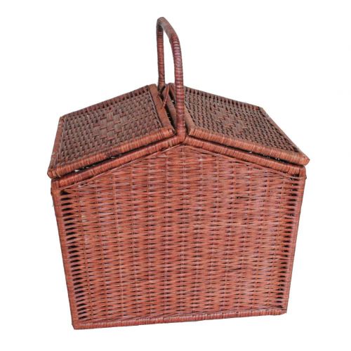  FrtyJdsa Handmade Wicker Basket with lid Insulated Multi-Season Outdoor Home Portable Picnic Set with Handle Shopping Available-A 40x30x35.5cm