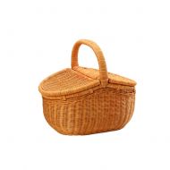 FrtyJdsa Handmade Wicker Basket with lid Insulated Multi-Season Outdoor Home Portable Picnic Set with Handle Shopping Available-B 46x32x41cm