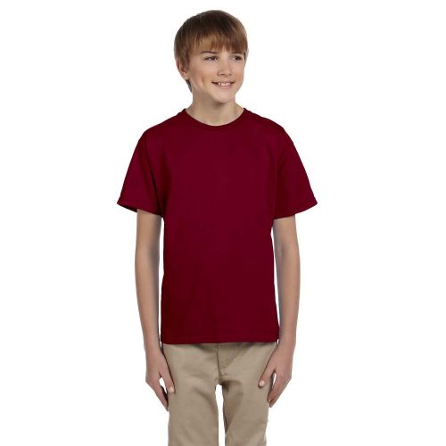  Fruit of the Loom Boys ft Maroon Heather Heavy Cotton T-shirt