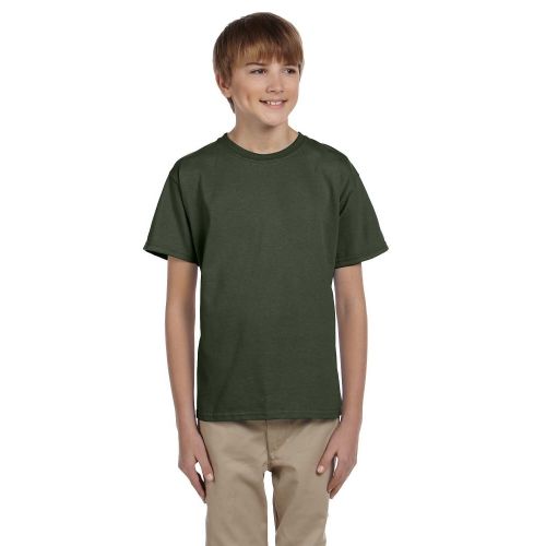  Fruit Of The Loom Boys Green Cotton T-shirt