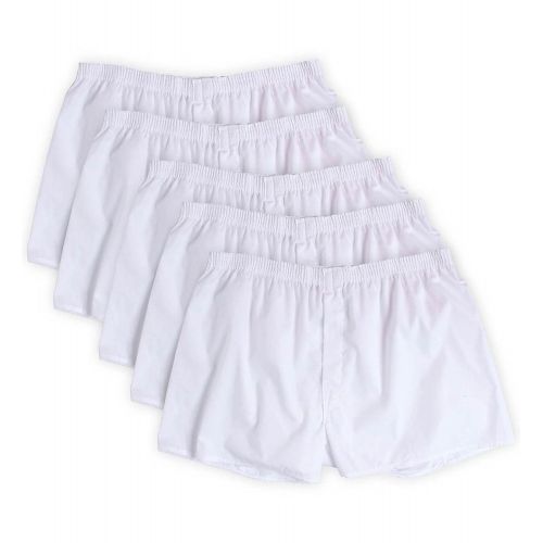  Fruit of the Loom Mens 5-Pack Solid White Boxers 5P595 (Small (Waist 28-30))