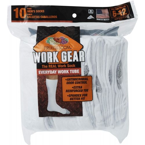 브라더 Brother Mens Cotton Work Gear Tube Socks | Cushioned, Wicking, Durable | 10 Pack, white, Shoe Size: 6-12