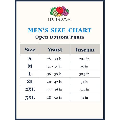  Fruit of the Loom Mens Sofspun Fleece Open Bottom Sweatpants