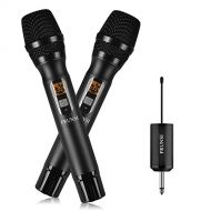 Wireless Handheld Microphone,Frunsi UHF 25 Channel Dynamic Dual Mic with 1/4 Portable Receiver, Plug and Play, Vocal Microphone for Church, Karaoke, Meeting, Presentation (Black)