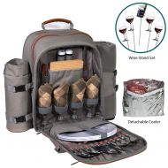 Frux Home and Yard Picnic Backpack Set for 2 to 4 With Blanket, Wine Stand & Glasses, Cutlery, Dinnerware, Detachable Insulated Waterproof Compartment Pouch In The Cooler, Great Picnic Basket For Fam