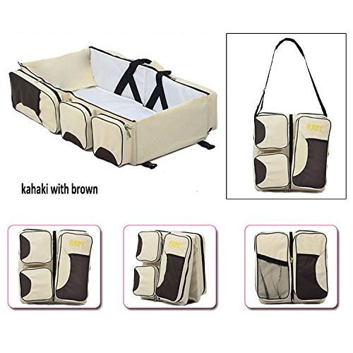  Fsight 3 in 1 - Diaper Bag - Travel Bassinet - Change Station - (Cream) - Multi-purpose Baby Diaper Tote Bag Bed Nappy Infant Carrycot Crib Cot Nursery Portable Change Table Portac