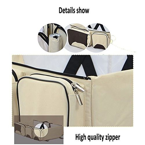  Fsight 3 in 1 - Diaper Bag - Travel Bassinet - Change Station - (Cream) - Multi-purpose Baby Diaper Tote Bag Bed Nappy Infant Carrycot Crib Cot Nursery Portable Change Table Portac