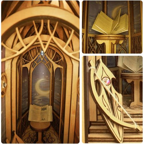  Fsolis 3D Wooden Puzzle, DIY Dollhouse Book Nook Bookshelf Insert Bookcase Book Stand Personalized Assembled Bookends Diorama Decor Alley Miniature Kit (SC10)